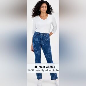 NWT INC International Concepts Blue Floral Jeans 10/30